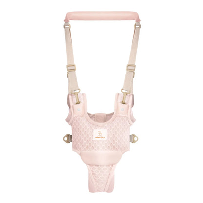 Pink baby harness with a white background