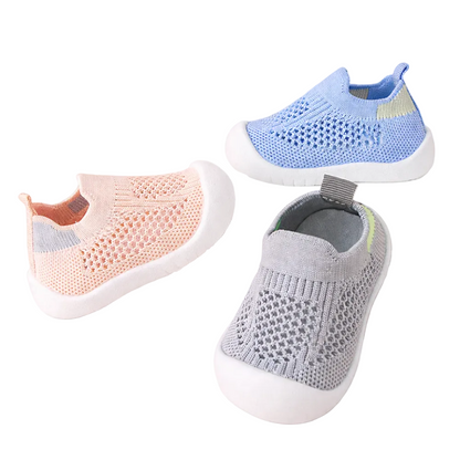 Breathable first walker baby shoes with soft sole and flexible design